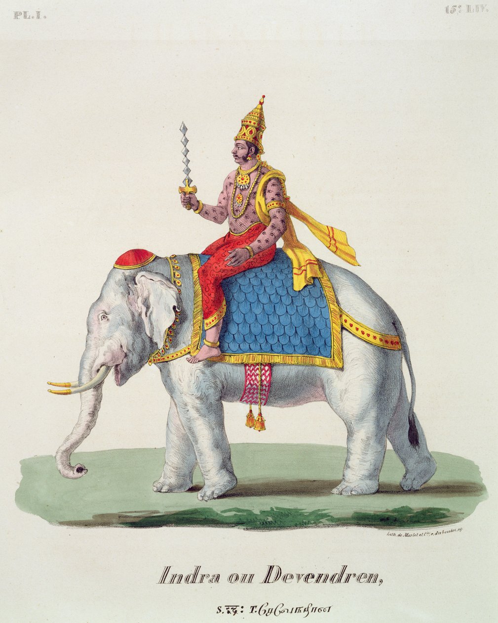 Indra ou Devendra, da Índia francesa ..., gravada por Marlet & Cie, pub. Paris 1827-1835 de French School