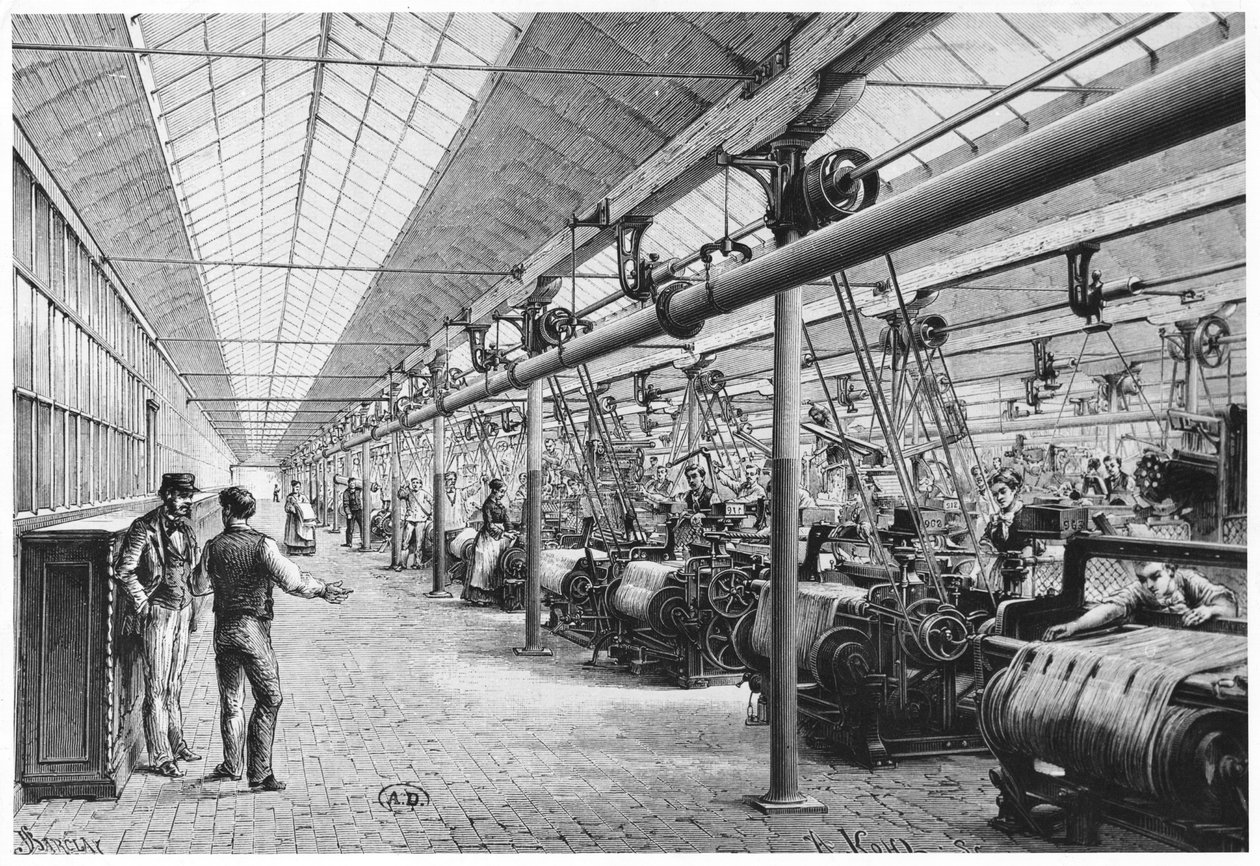 Tecelagem Industrial em Bagatelle, 1884 de French School