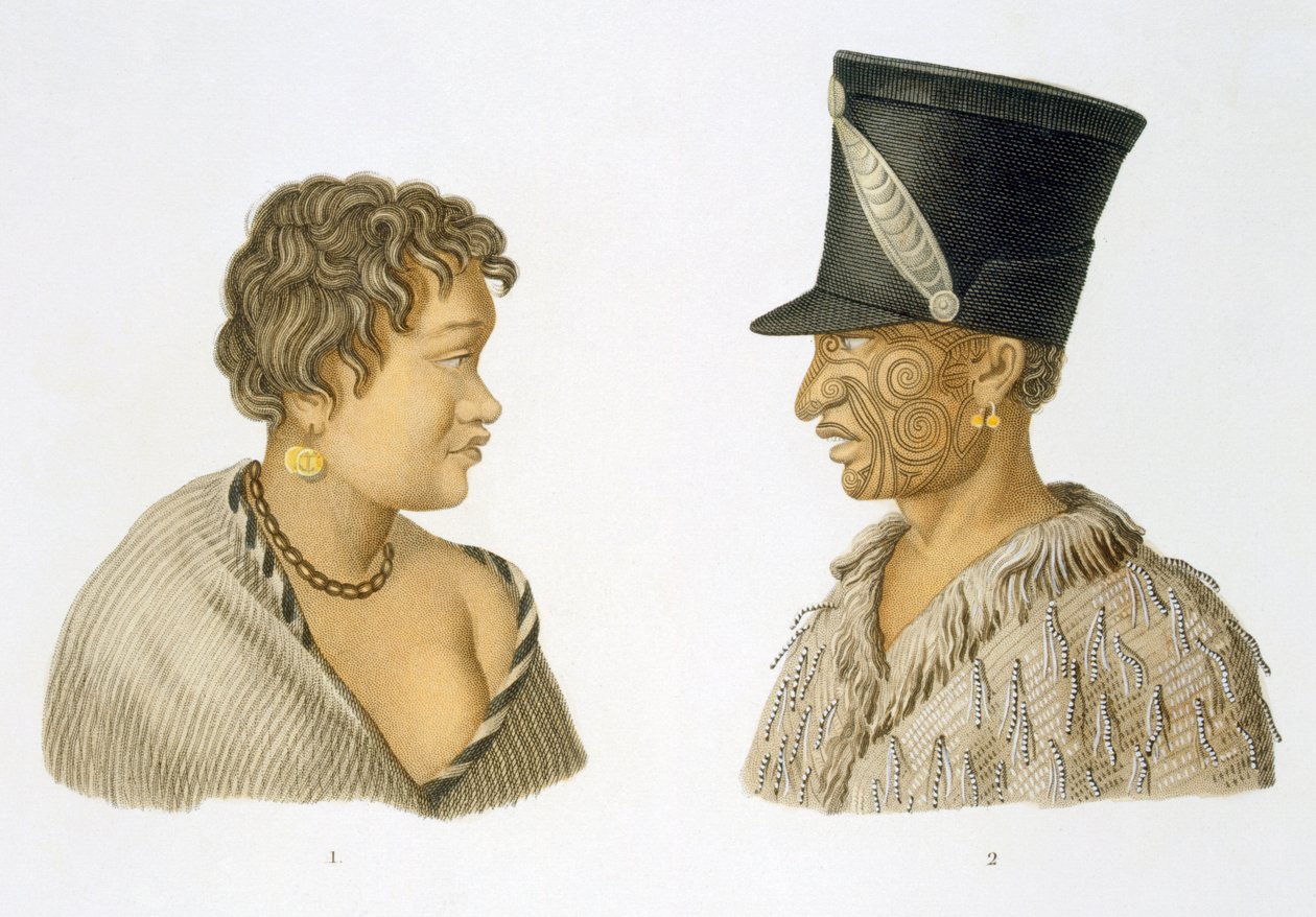 Habitantes da Nova Zelândia, 1826 de French School