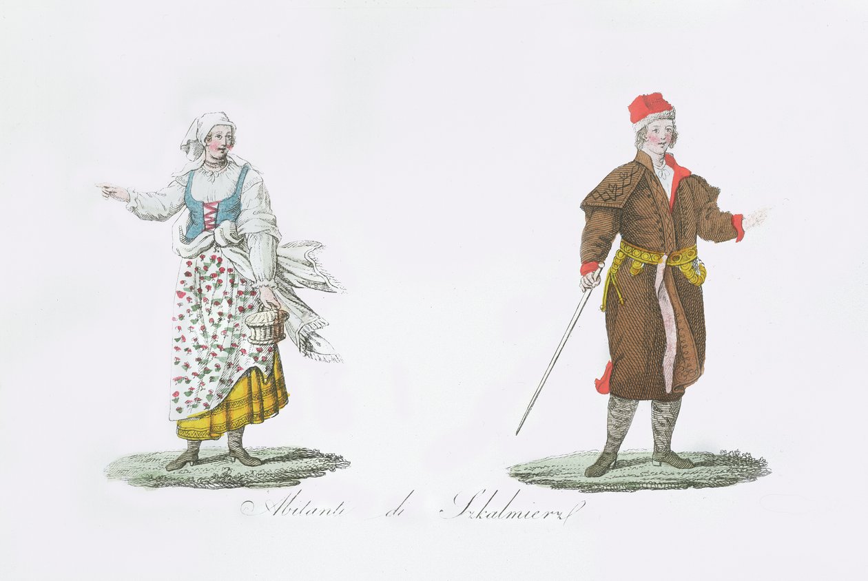 Habitantes de Szkalmierz, da "História da Polónia" de Bernardo Zaydler de French School