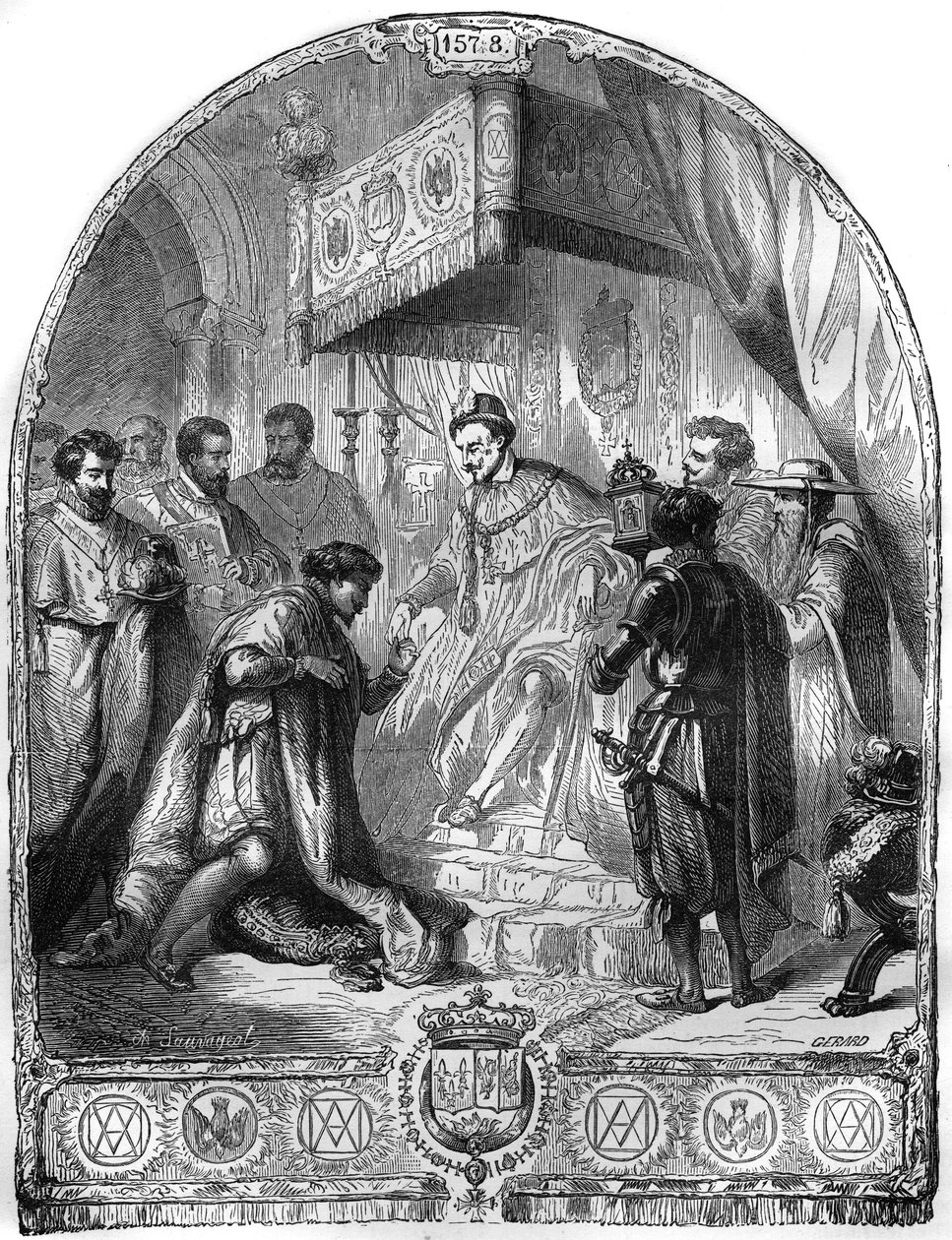 Instituição da Ordem do Espírito Santo (Espírito Santo) por Henrique III Rei da França, em 1578. de French School