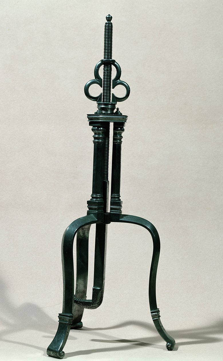 Instrumento para trepanação, semelhante ao ilustrado por Ambroise Pare (c.1510-90) do século XVI a XVII (metal) de French School