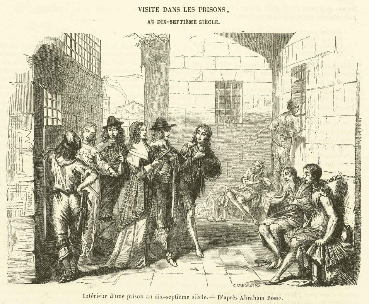 Interior de uma prisão no século XVII (gravura) de French School