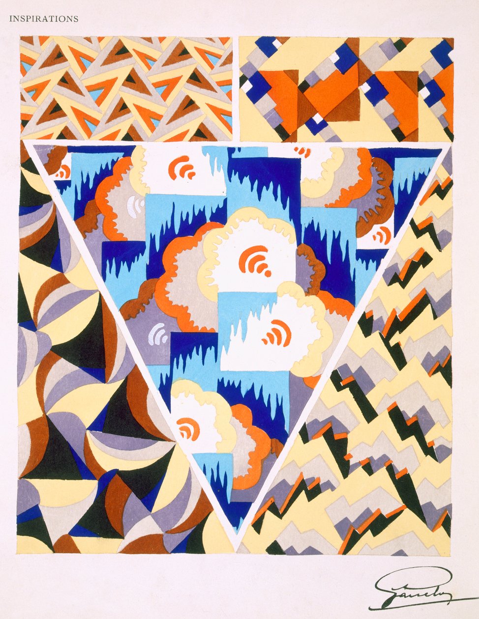 Padrão de design de interiores, década de 1930. de French School