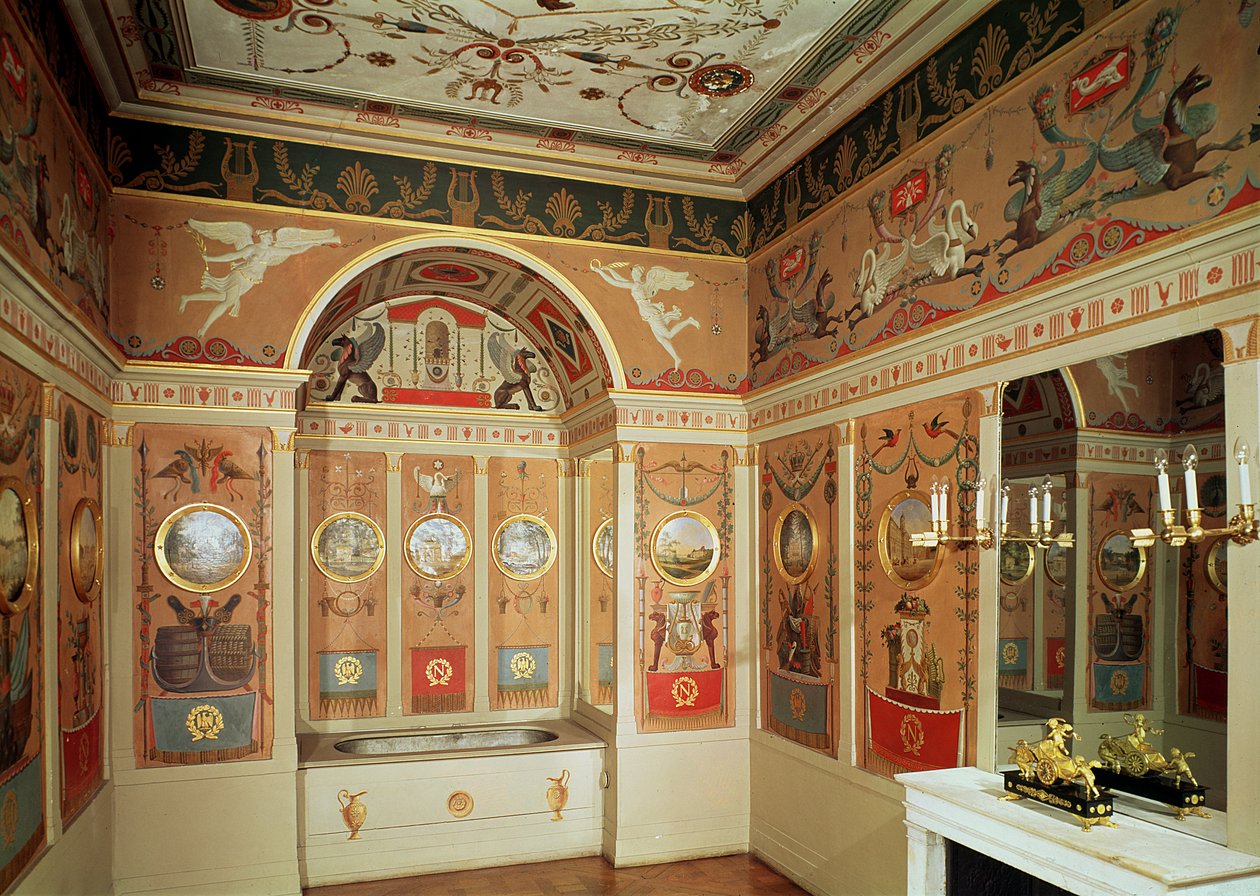 Interior do banheiro de Napoleão, construído em 1807 de French School
