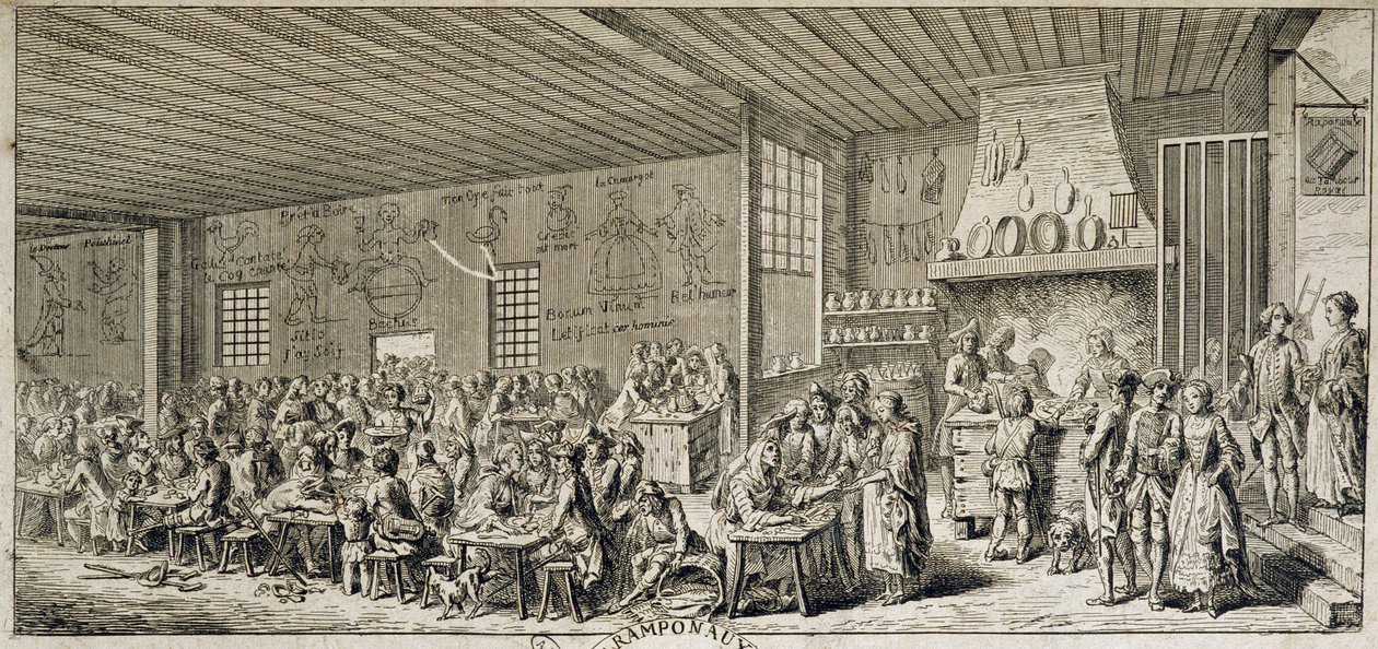 Interior de um cabaré "Ramponaux", sd. Século XVIII de French School