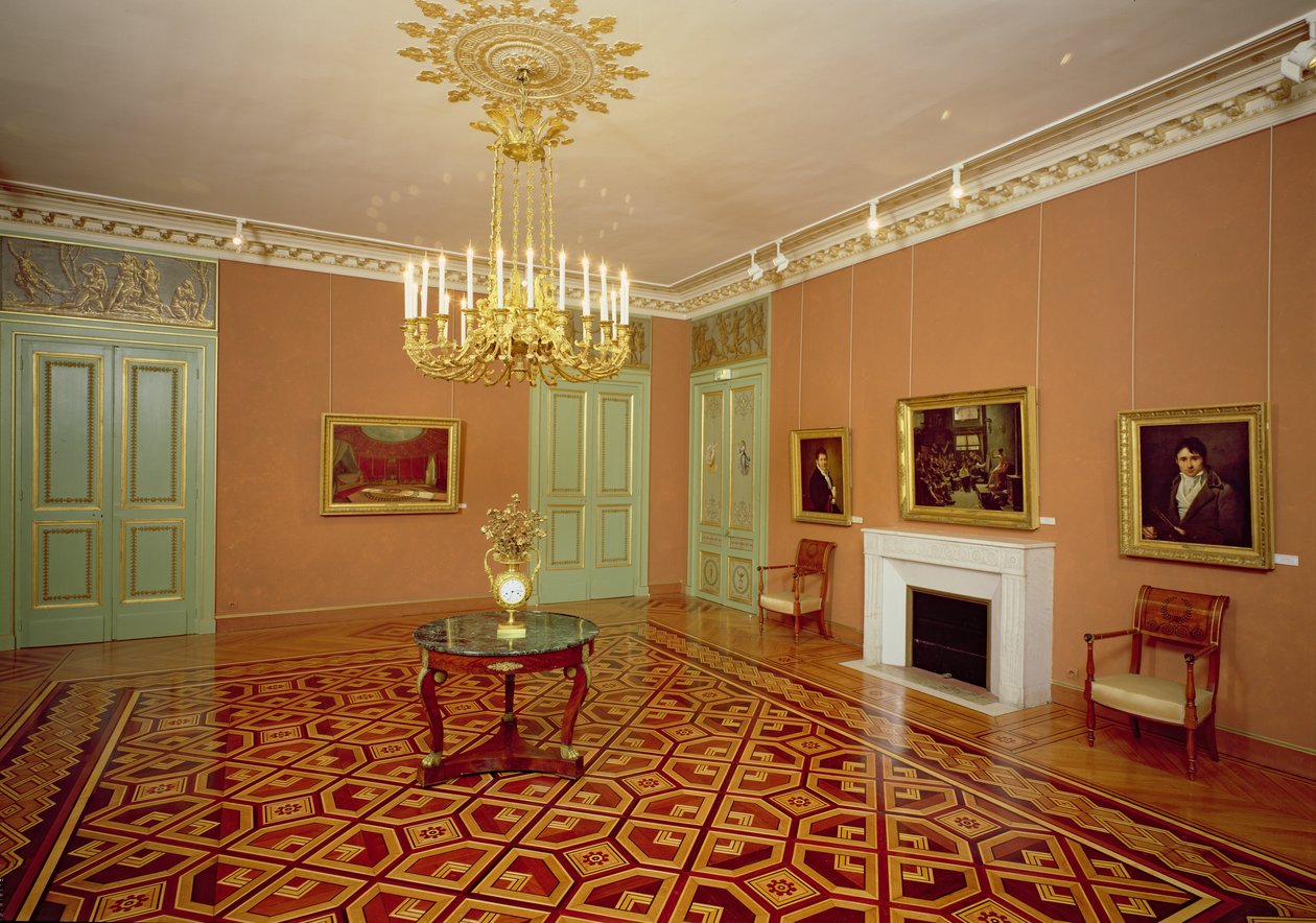 Interior, de, um, salão, com, marquetry, pavimentando, 18º-19th, século de French School