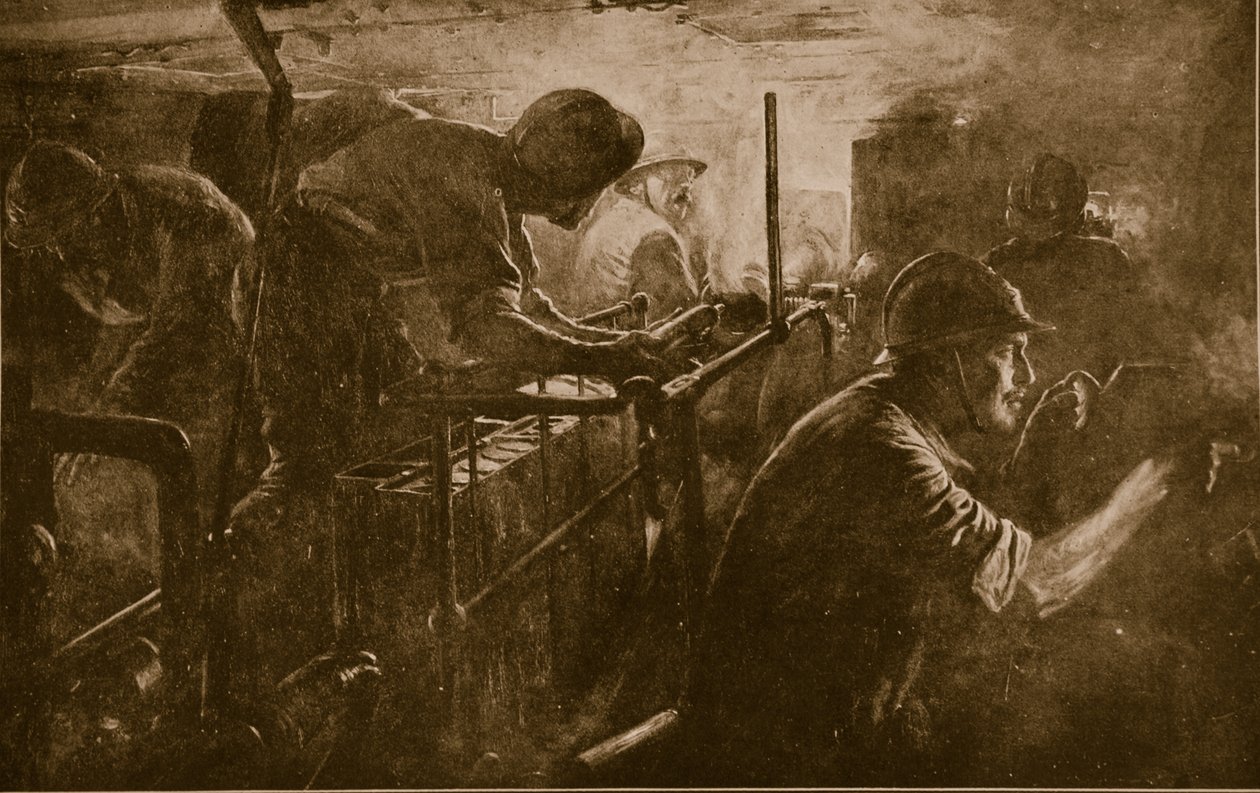 Interior de um tanque pertencente à artilharia francesa de Assault, 1914-18 de French School
