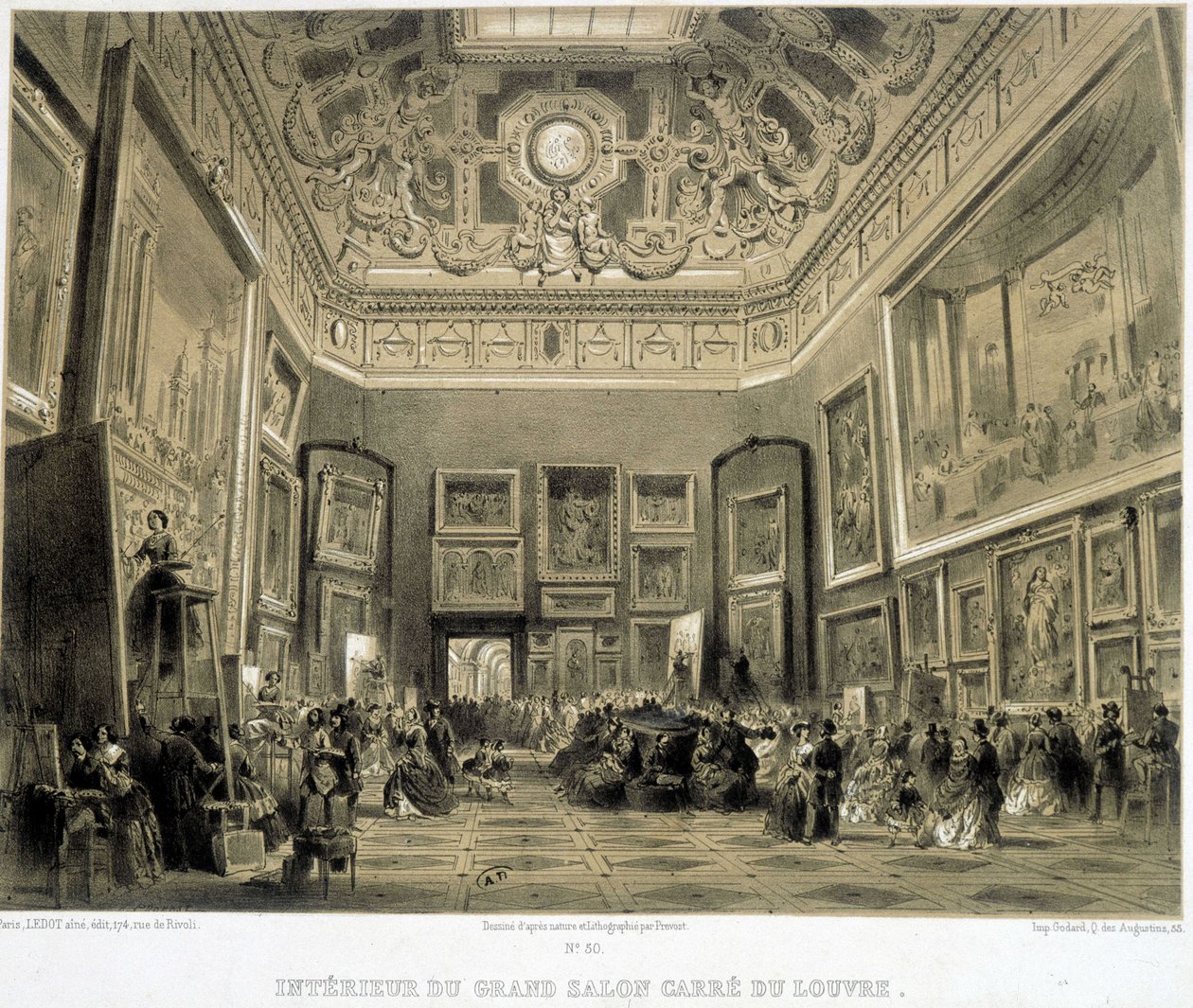 Interior do Grand Salon Carre du Louvre. de French School