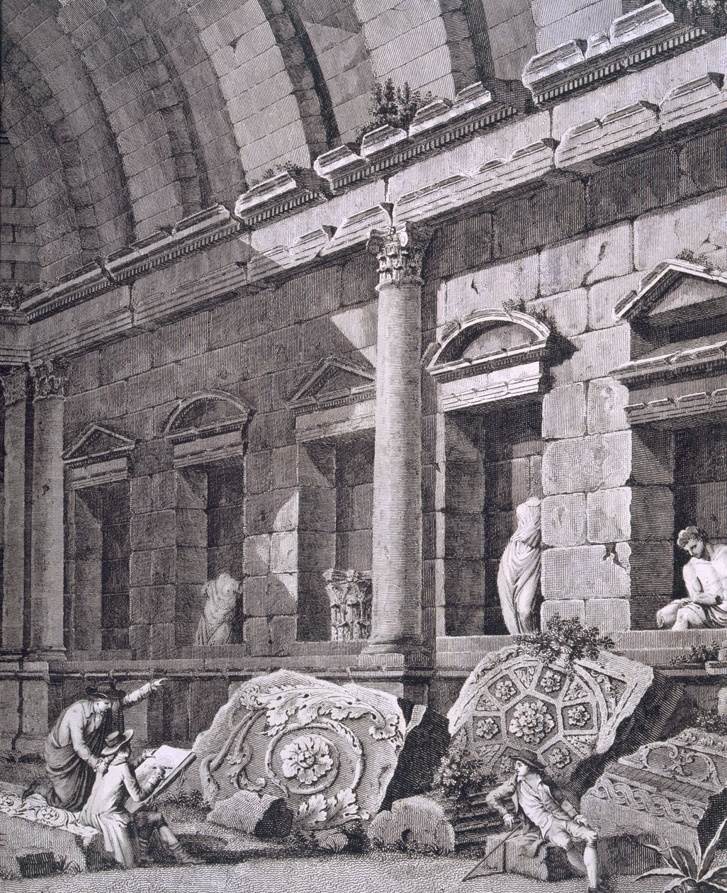 Interior do Templo de Diana, Nimes, de Antiguidades da França: Vol. I, Monumentos de Nimes de French School
