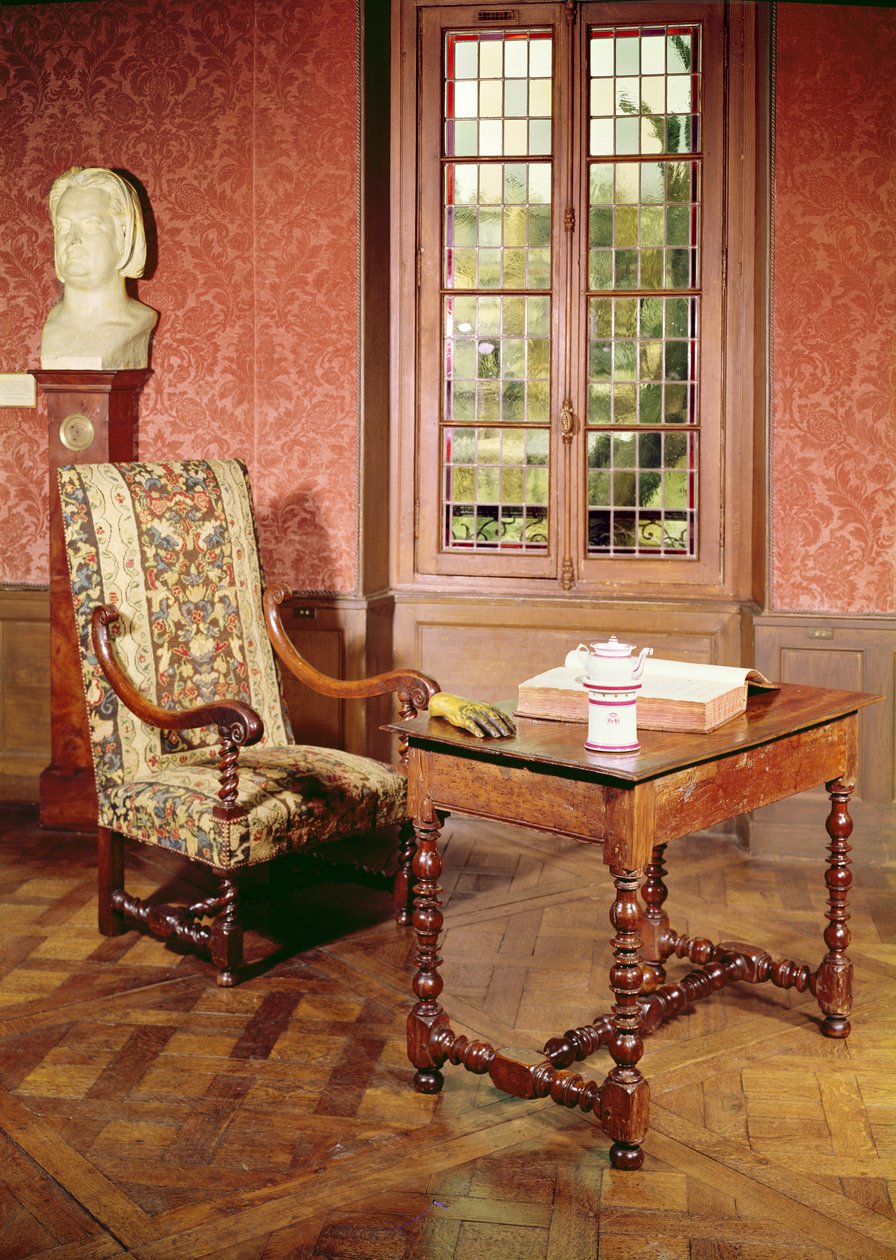 Interior do estudo de Honore de Balzac (1799-1850) em sua casa na rue Raynouard de French School