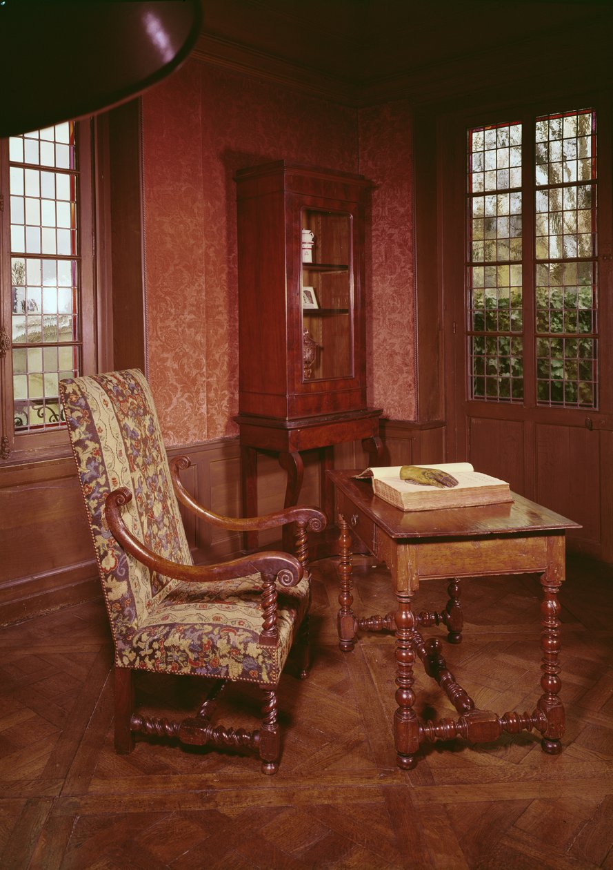 Interior do estudo de Honore de Balzac (1799-1850) em sua casa na rue Raynouard de French School