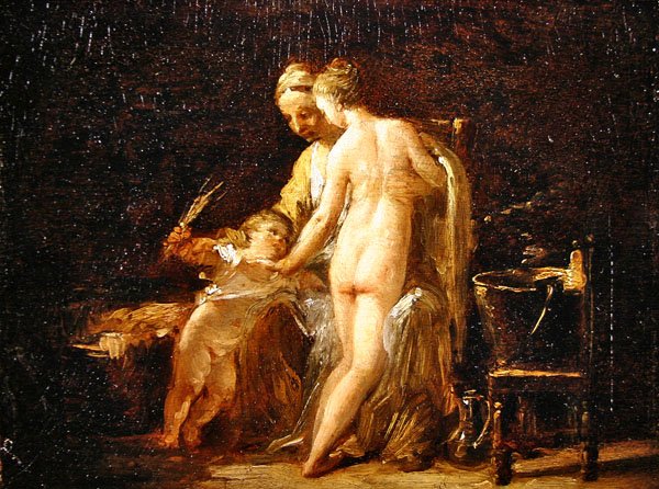 Interior com uma Senhora no seu Banho, c.1800 (óleo sobre painel( de French School