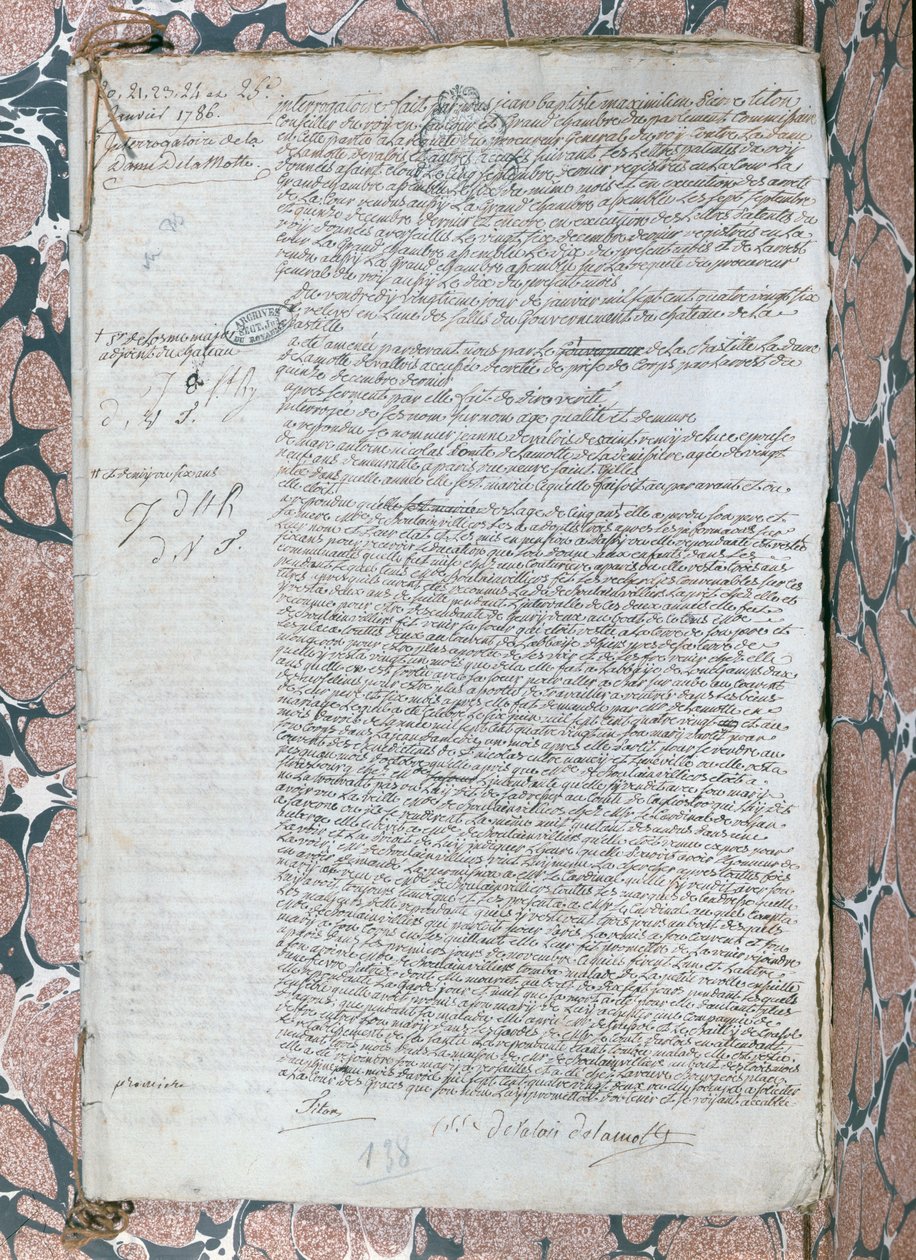 Interrogatório de Jeanne de Valois-Saint-Remy, Condessa de La Motte (1756-91), janeiro de 1785 de French School