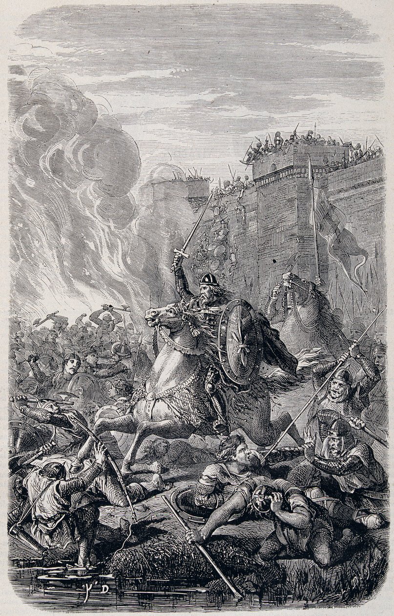 Invasão e pilhagem de Roma por Alarico 1, Rei dos Visigodos 410 - in "História dos Papas, Reis, Rainhas e Imperadores" por Lachatre, T.1 de French School