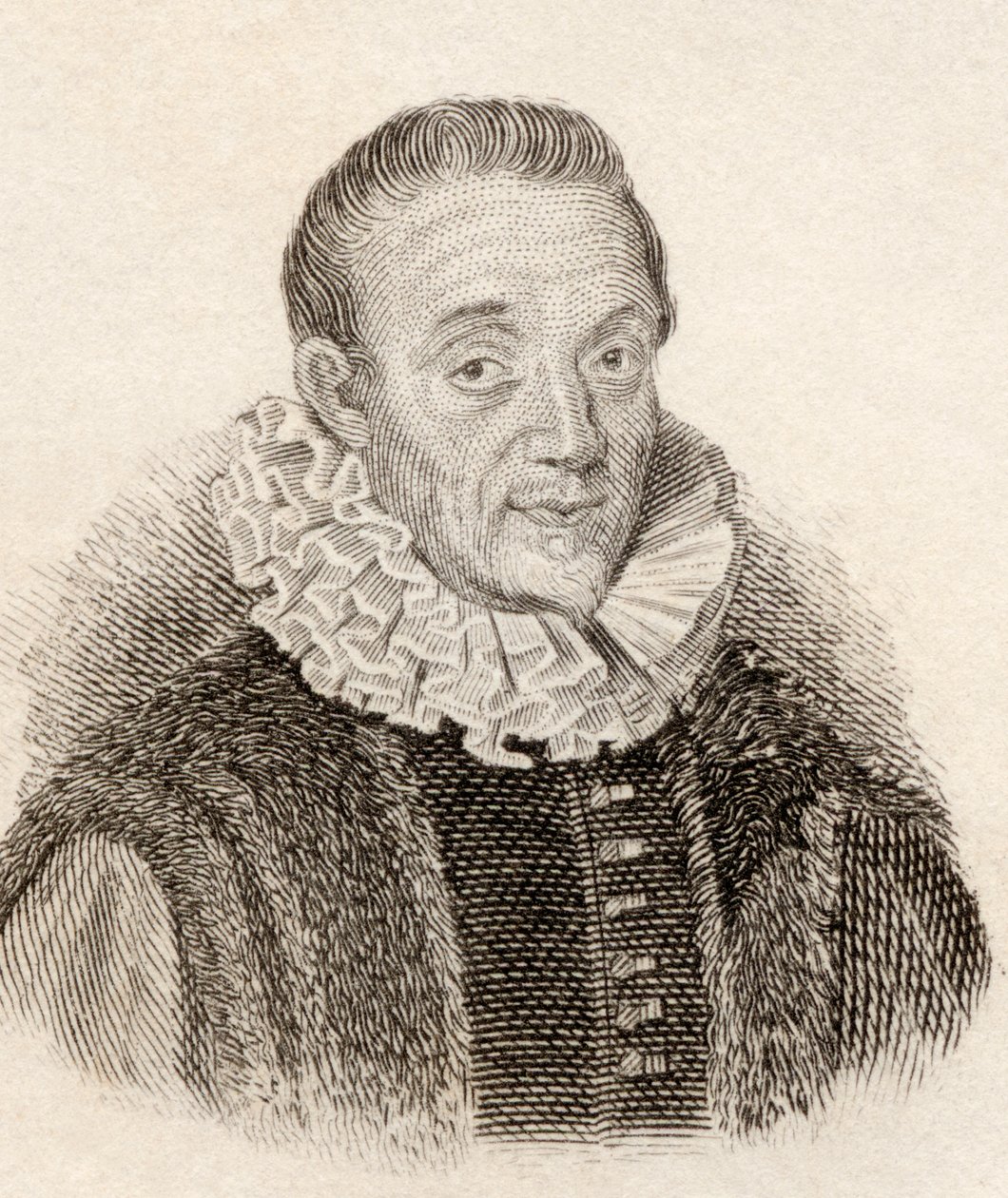 Jacques Auguste de Thou aka Thuanus, historiador francês, do Crabbes Historical Dictionary pub. 1825 de French School