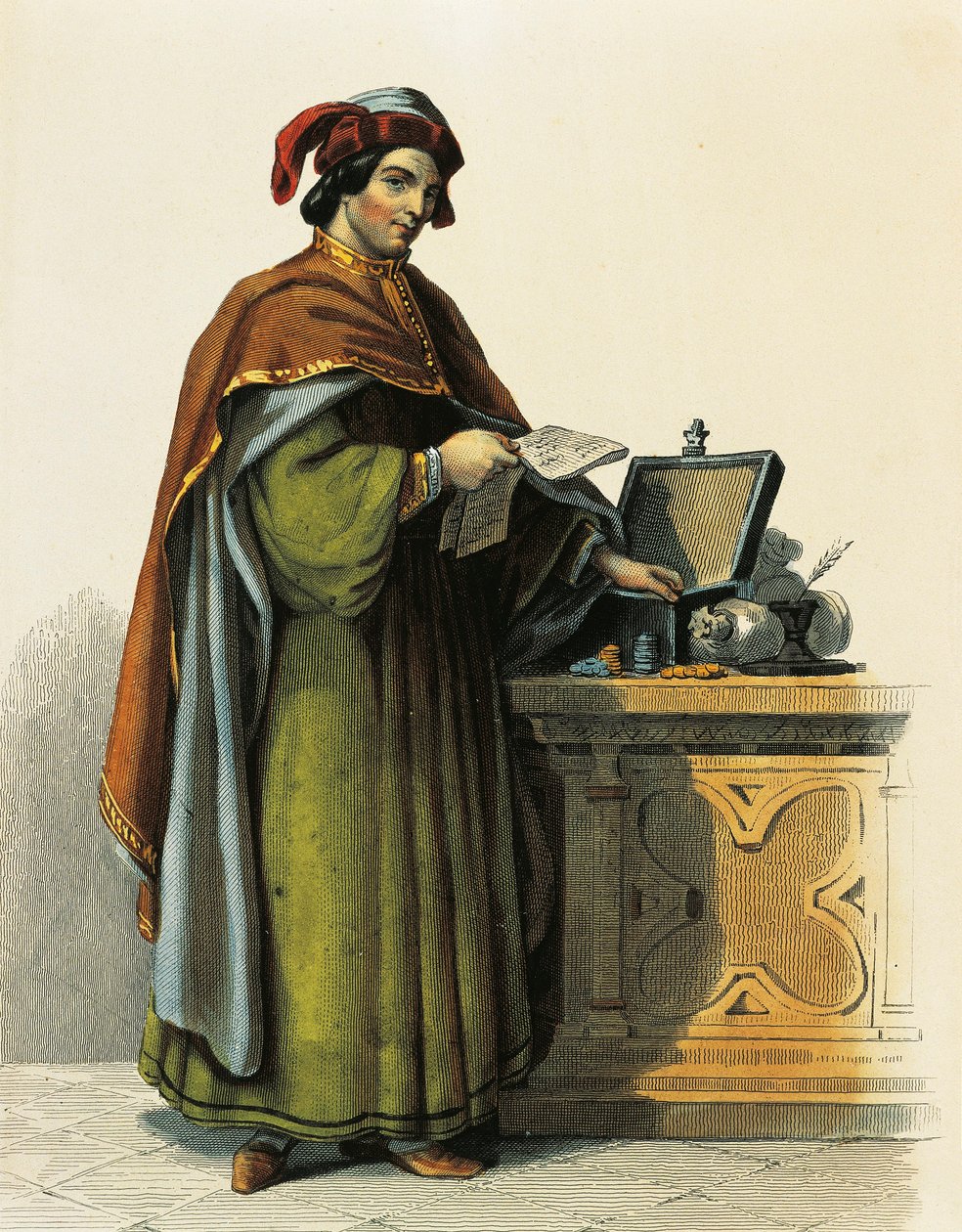 Jacques Coeur (c.1395-1456), comerciante francês de French School