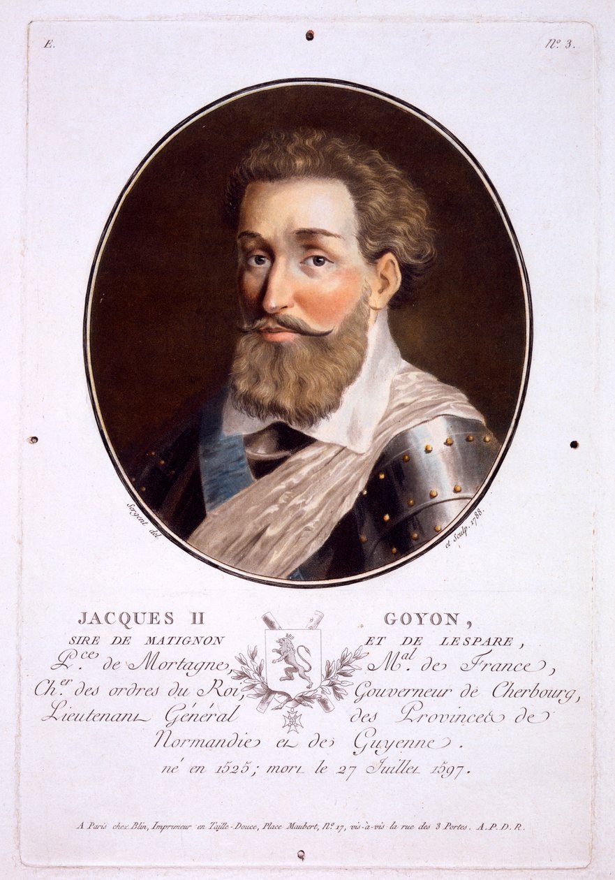 Jacques II Goyon, de Retratos de grandes homens, mulheres ilustres e assuntos memoráveis da França, publicou 1787-92 de French School