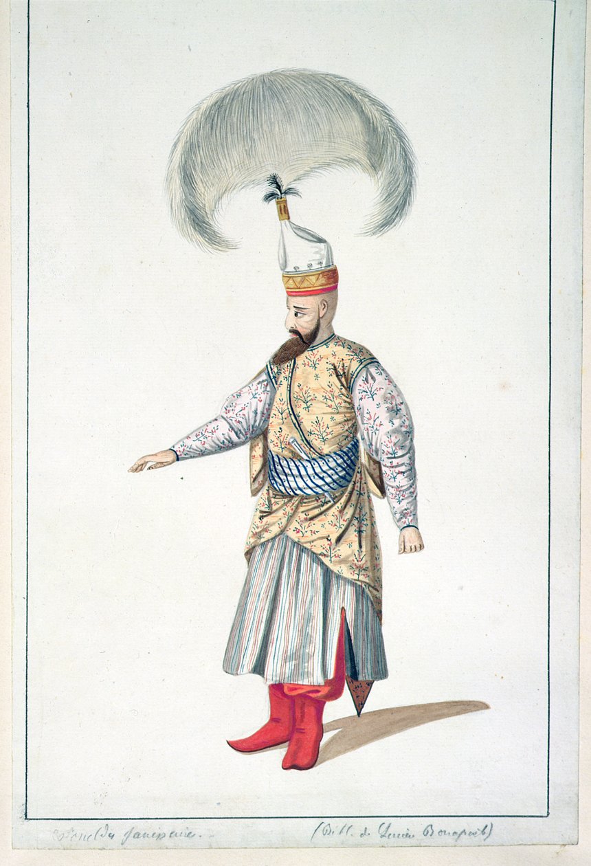 Oficial Janissary, período otomano, terceiro quartel do século XVIII (wc no papel) de French School