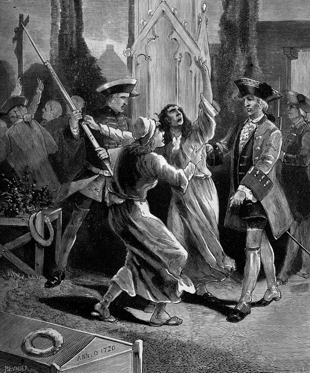 Jansenismo: os convulsionários (fanáticos jansenistas) caçam no cemitério de São Medardo sob Louis XV. de French School