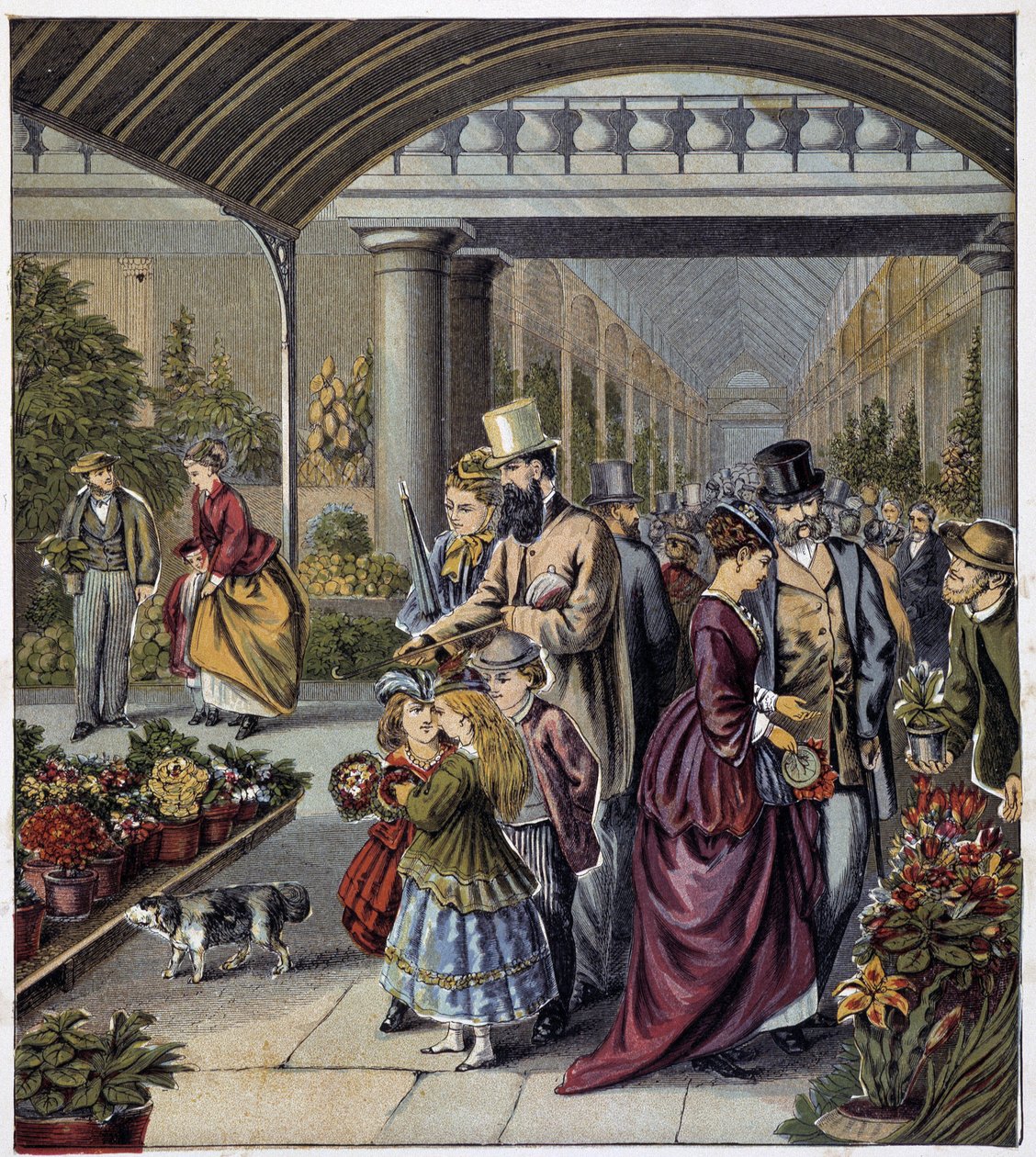 Flower garden - in "Shop des petits enfants: en vacances", ed. Hachette, n.d., c.1900 de French School