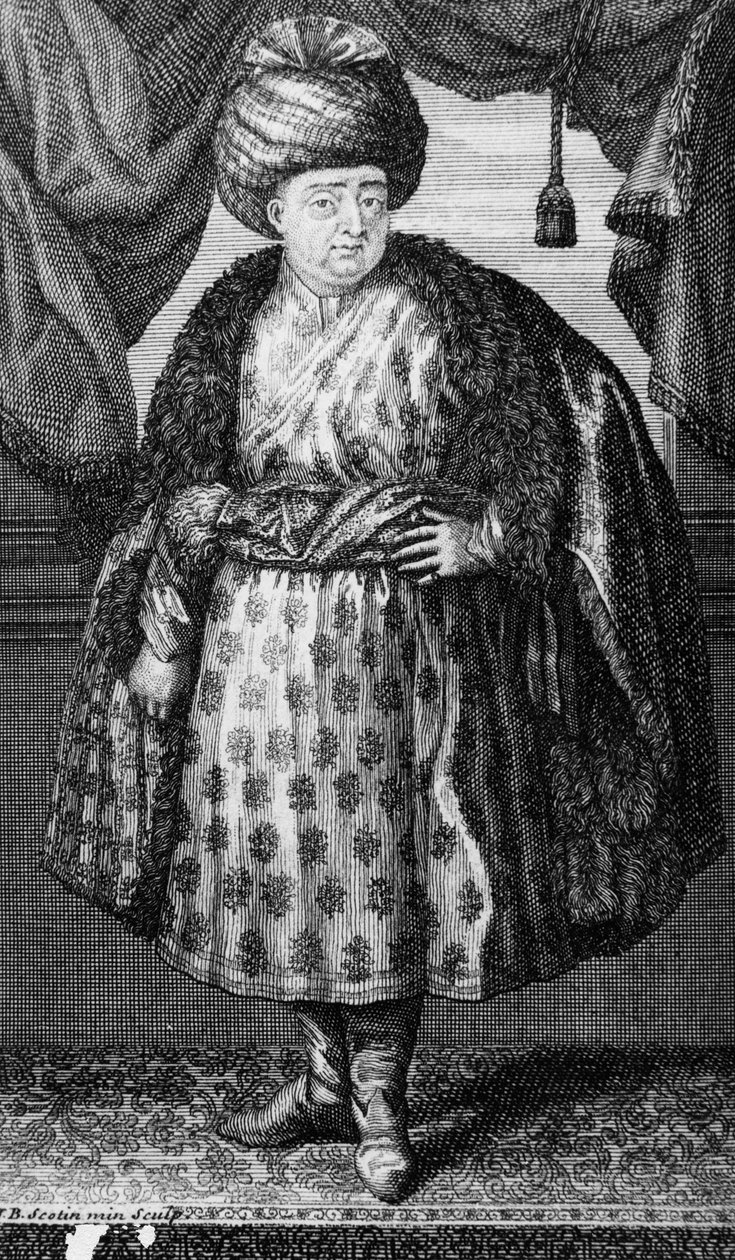 Jean-Baptiste Tavernier, estampa feita por JB Scotin, frontispício das seis viagens de Jean-Baptiste Tavernier por Jean-Baptiste Tavernier, publicada em 1713 de French School