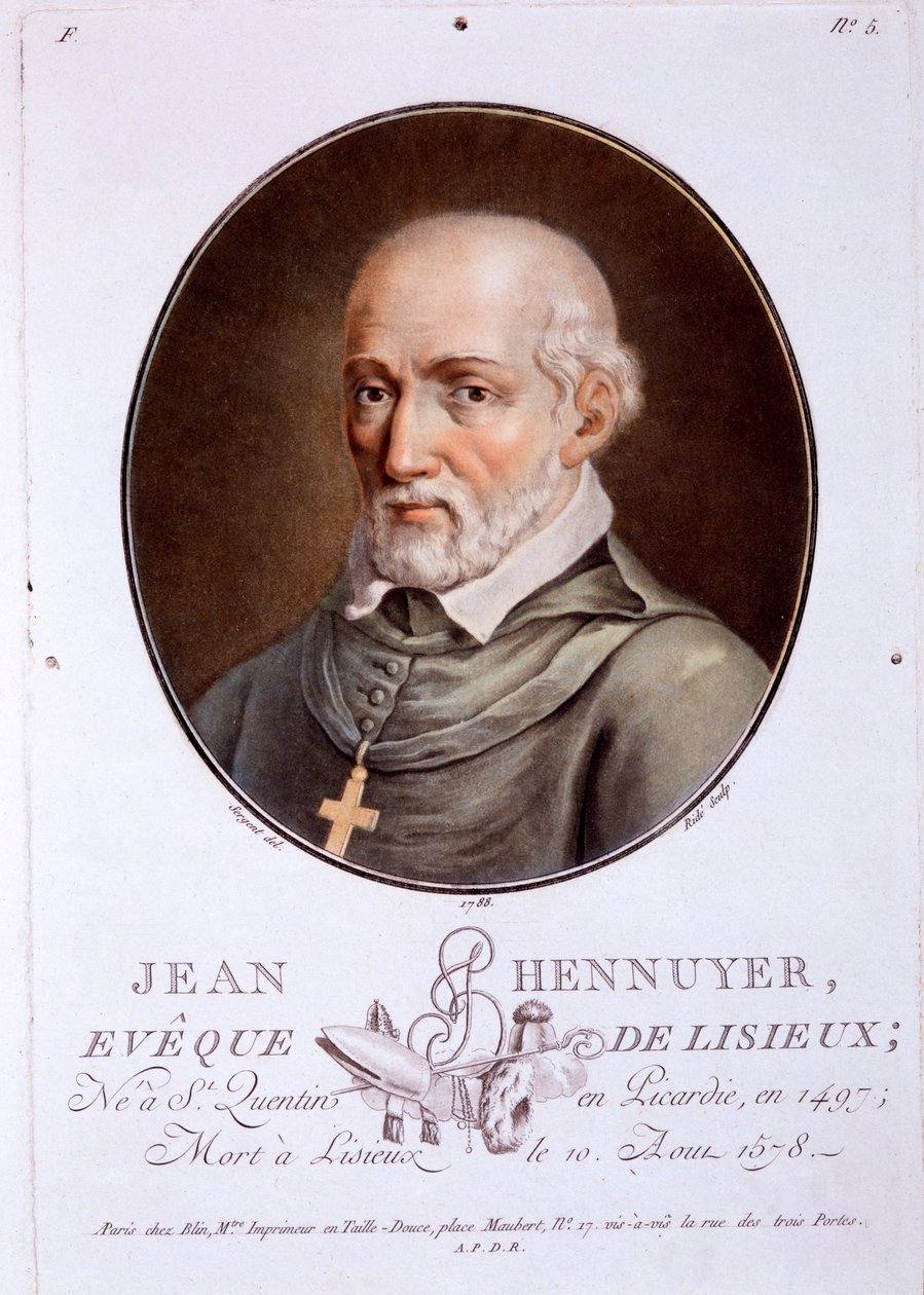 Jean Hennuyer, bispo de Lisieux, de retratos de grandes homens, mulheres ilustres e temas memoráveis da França, publicou 1787-92 de French School