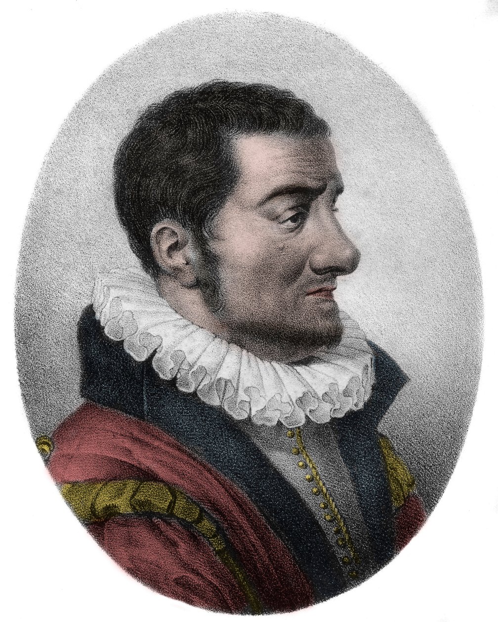 Jean Passerat (1534-1602) Satirista e poeta político inglês - gravura - de French School