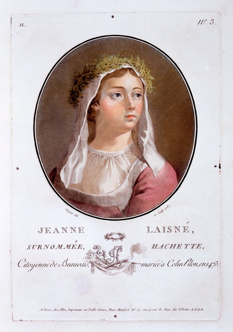 Jeanne Laisne, de Retratos de grandes homens, mulheres ilustres e temas memoráveis da França, publicou 1787-92 de French School
