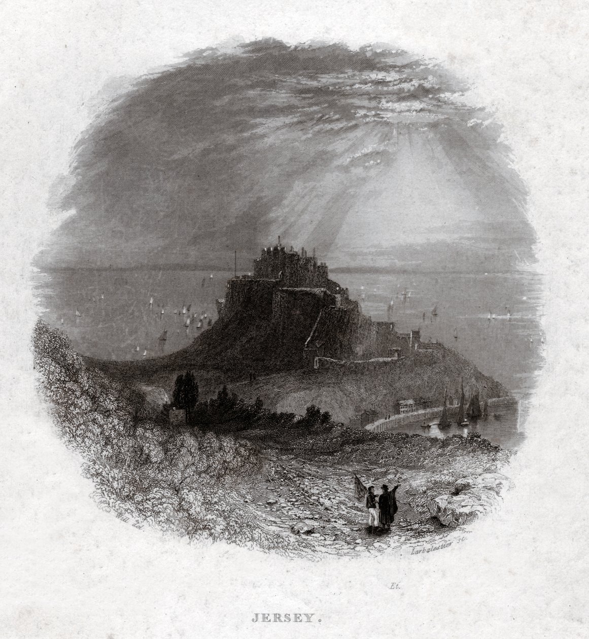 Ilha Jersey. (gravura, ca. 1850) de French School