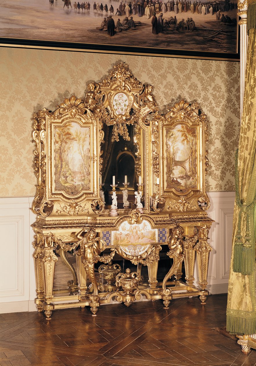Gabinete de joalharia da imperatriz Eugenie de Montijo Guzman (1826-1920) 1852-70 (bronze dourado, madeira dourada e esmalte) de French School