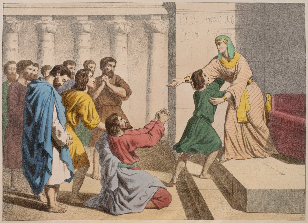 José se deixa reconhecer por seus irmãos, ilustração de um catecismo LHistoire Sainte, publicado por Charles Delagrave, Paris, final do século XIX de French School