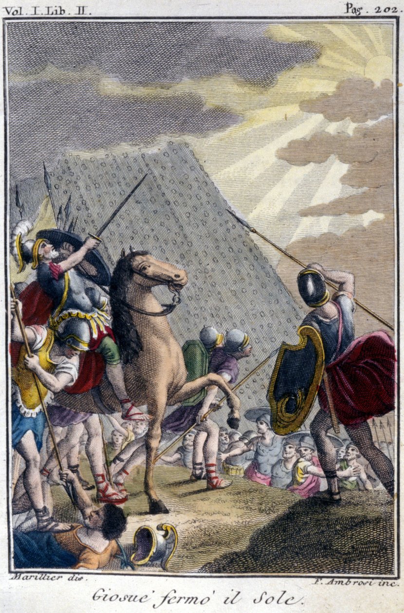 Josué pára a corrida do Sol, gravando depois de uma edição francesa de La Bible apresentada por De Sacy. Paris de French School