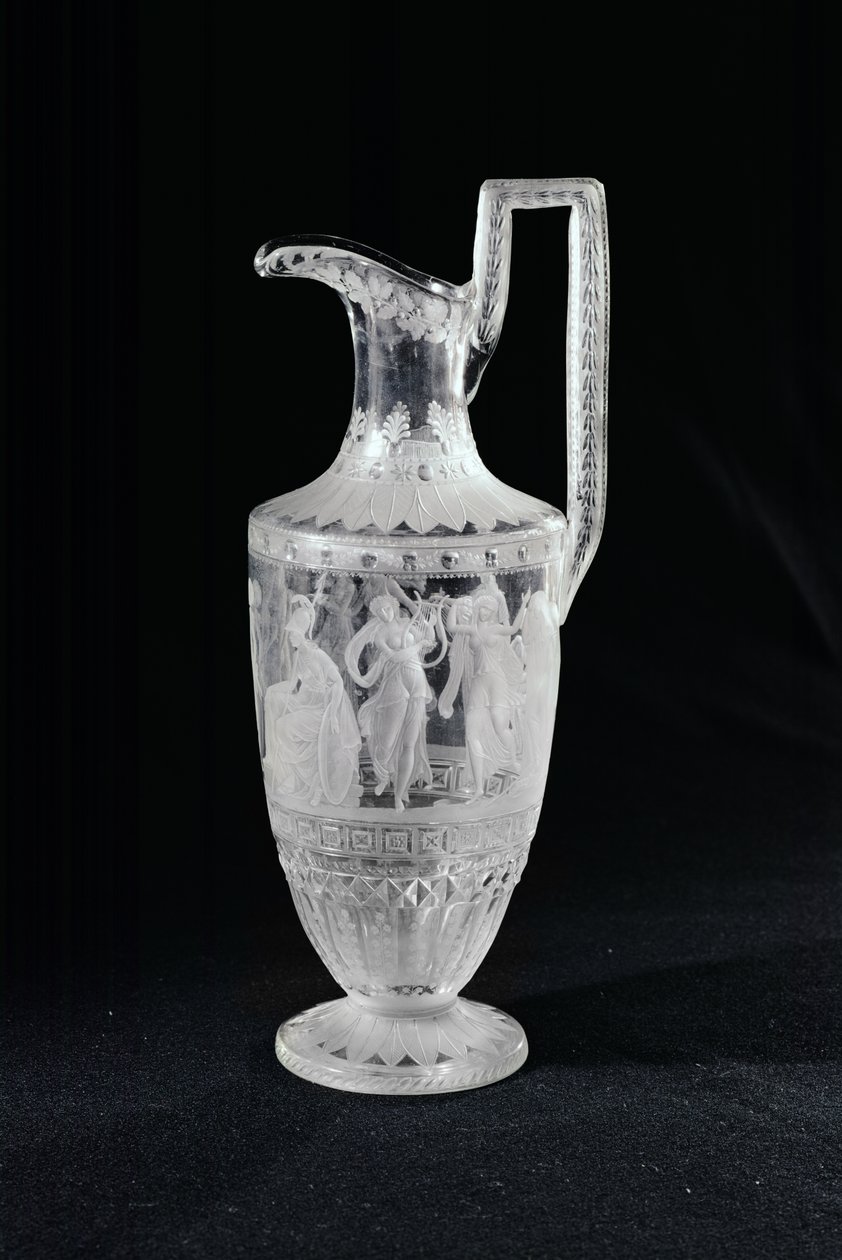 Jarro representando um dançarino e um jogador de lira (cristal) de French School