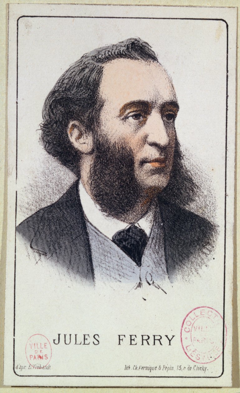 Jules Ferry (1832-93). ilustração para um livro de texto da escola. final do século 19 de French School