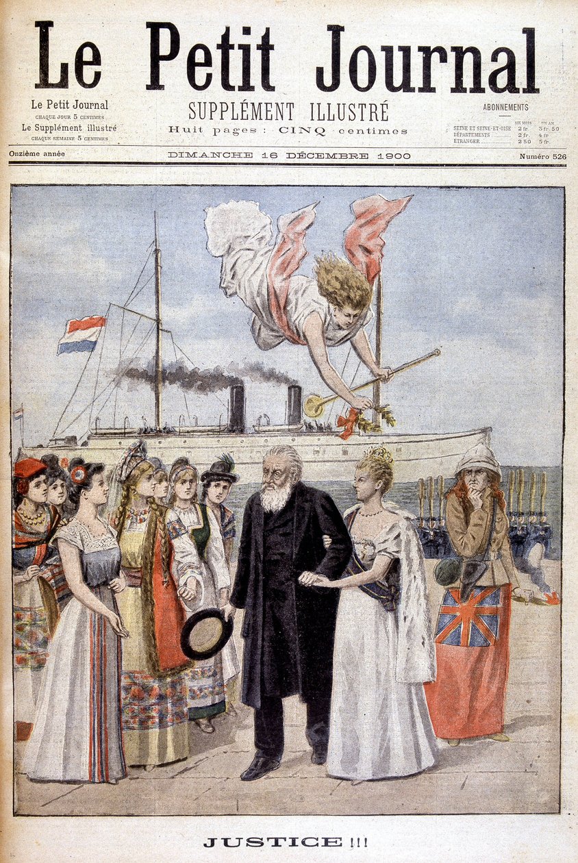 Justiça! : O Presidente Kruger vem defender a causa do seu povo na Holanda, à Rainha Wilhelmine - no "Le Petit Journal" de 16/12/1900 (gravura) de French School