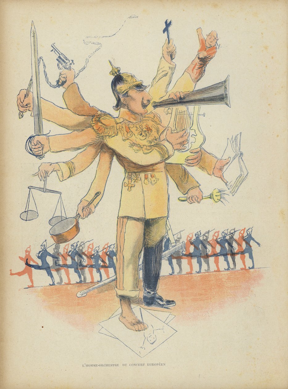 Kaiser Wilhelm II, ilustração para Le Rire (litografia a cores) de French School