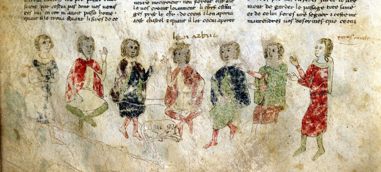 O Rei Artur e os Cavaleiros. Manuscrito francês do século XIII. Bíblia. Marciana, Veneza. de French School