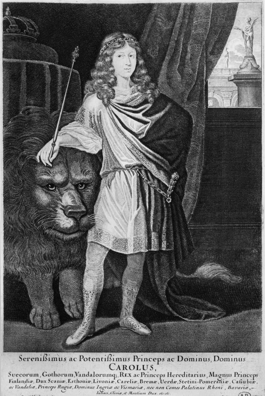 Rei Carlos XII (1682-1718) da Suécia, final do século XVII de French School