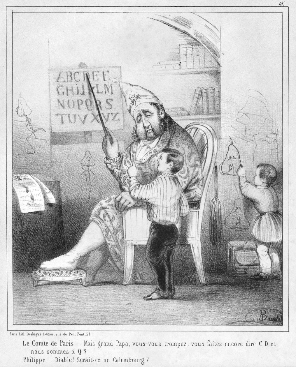 Louis-Philippe e seu neto Louis-Philippe Albert d&39;Orleans, Comte de Paris de French School