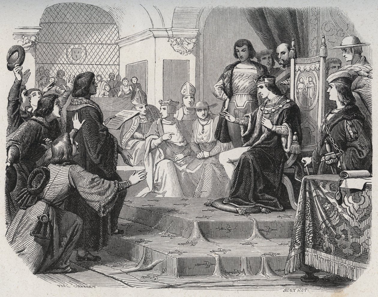 O Rei Luís XII proclamou pai do povo aos Estados Gerais de Tours em 14 de Maio de 1506 - "Luís XII Declarado Pai do Povo". de French School