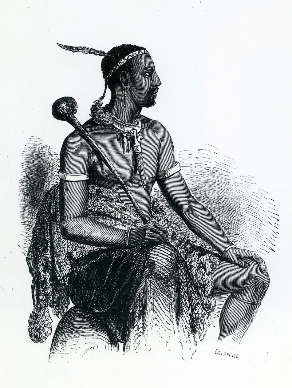 Rei Moshoeshoe I (c.1786-1870) 1833 (gravura) de French School