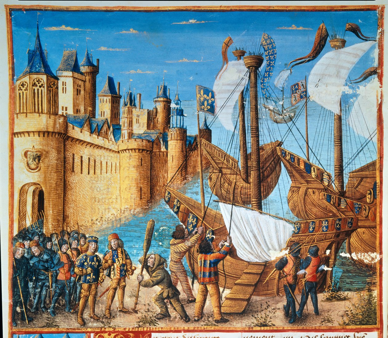 Rei da França Luís IX (Saint Louis) (1214-1270) embarcando na sétima cruzada (miniatura de French School