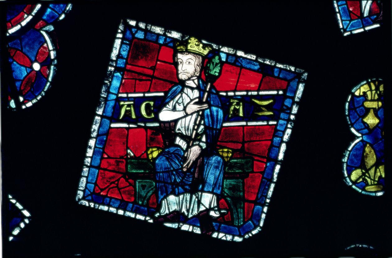 Rei de Judá, detalhe da janela rosa norte, c.1223 de French School