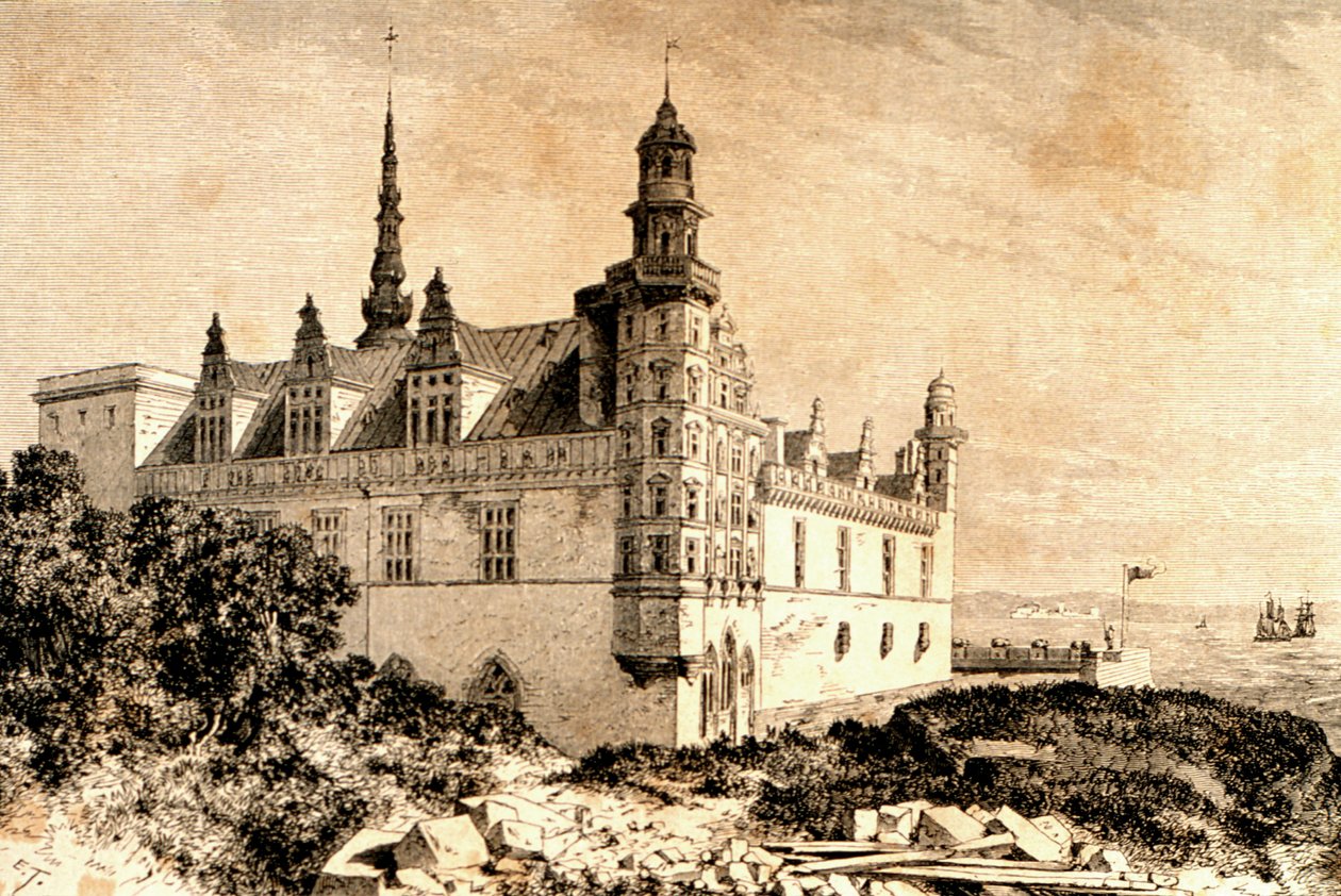Castelo de Kronborg, Hillerod, Dinamarca, década de 1850, do `The World Tour, publicado em Paris, na década de 1860 de French School