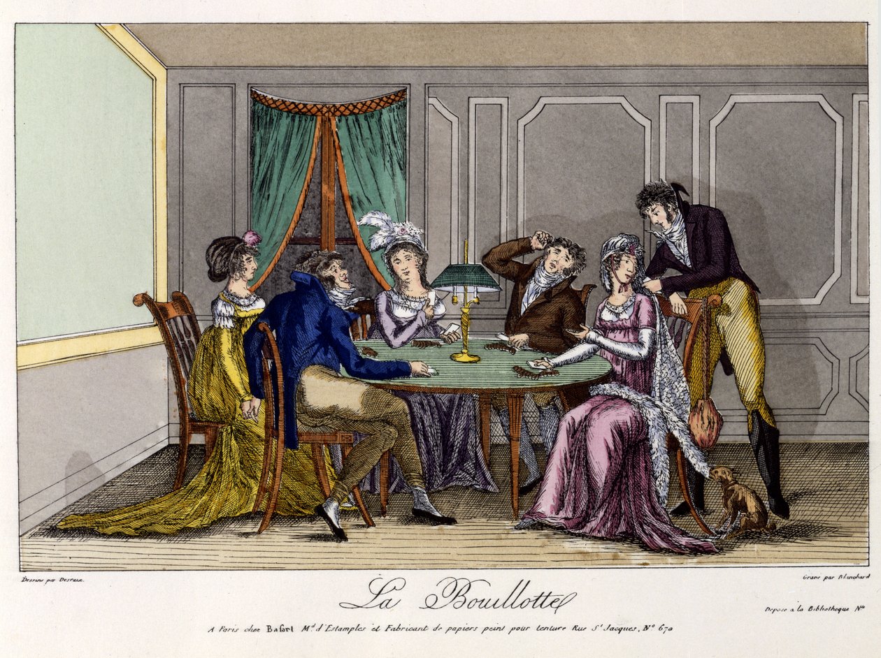 La Bouillotte, c.1810 (gravura colorida à mão) de French School