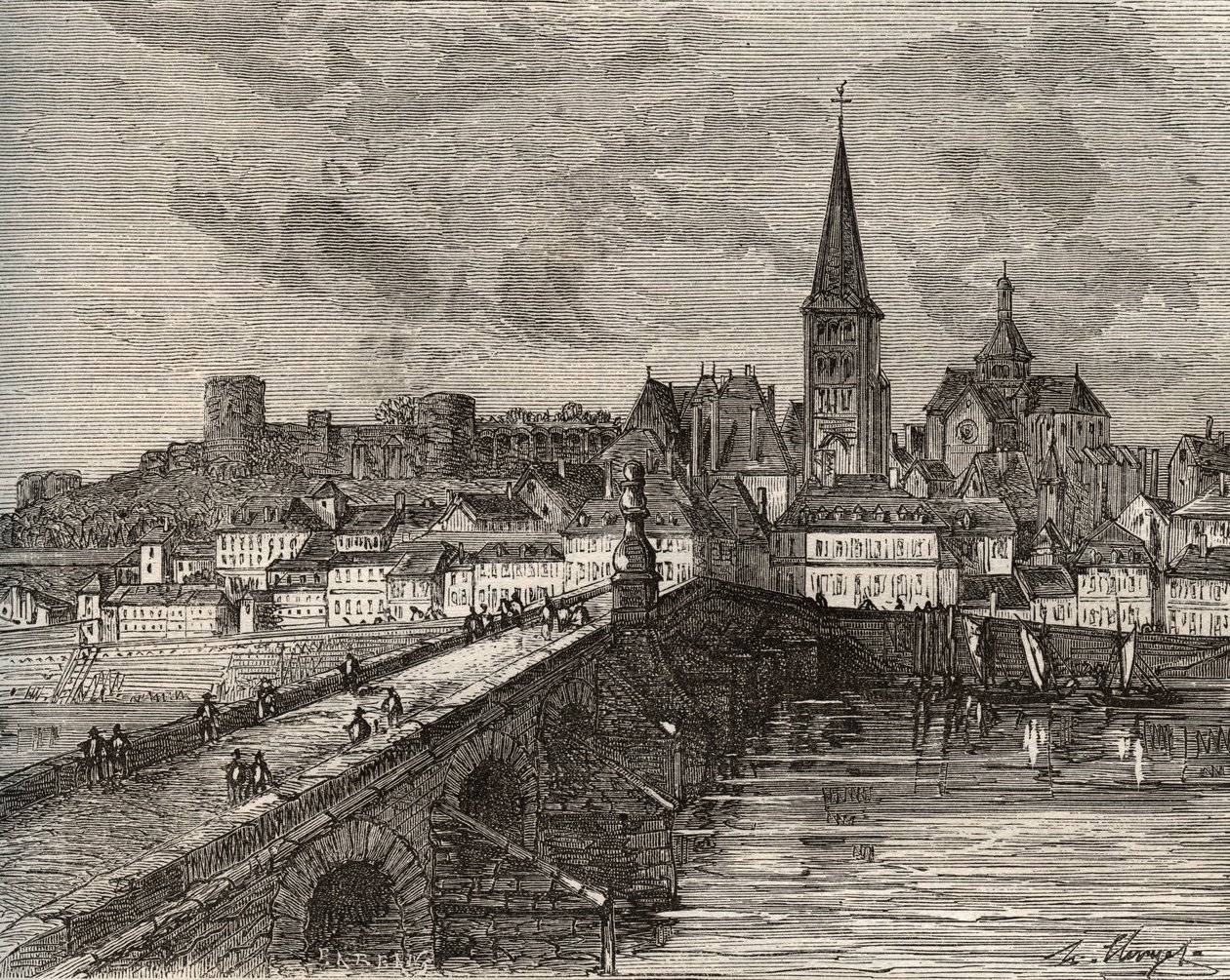 La Charite sur Loire - La Charite-sur-Loire - Nievre, na região da Borgonha - gravação em "França ilustração: geografia, história, administração estatística" por V.-A. Malt-Brown. 1884 de French School