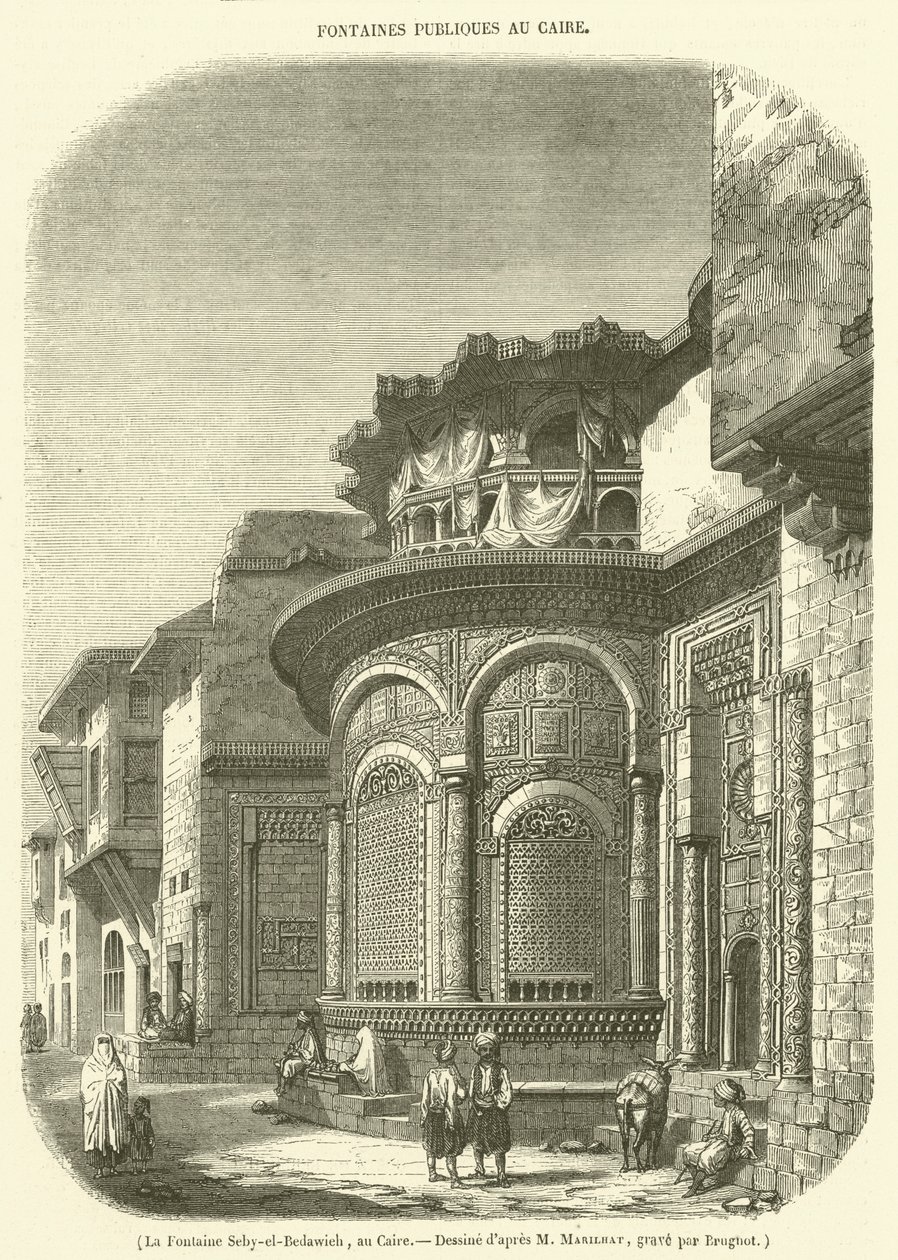 A fonte de Seby-el-Bedawieh, Cairo (gravura) de French School