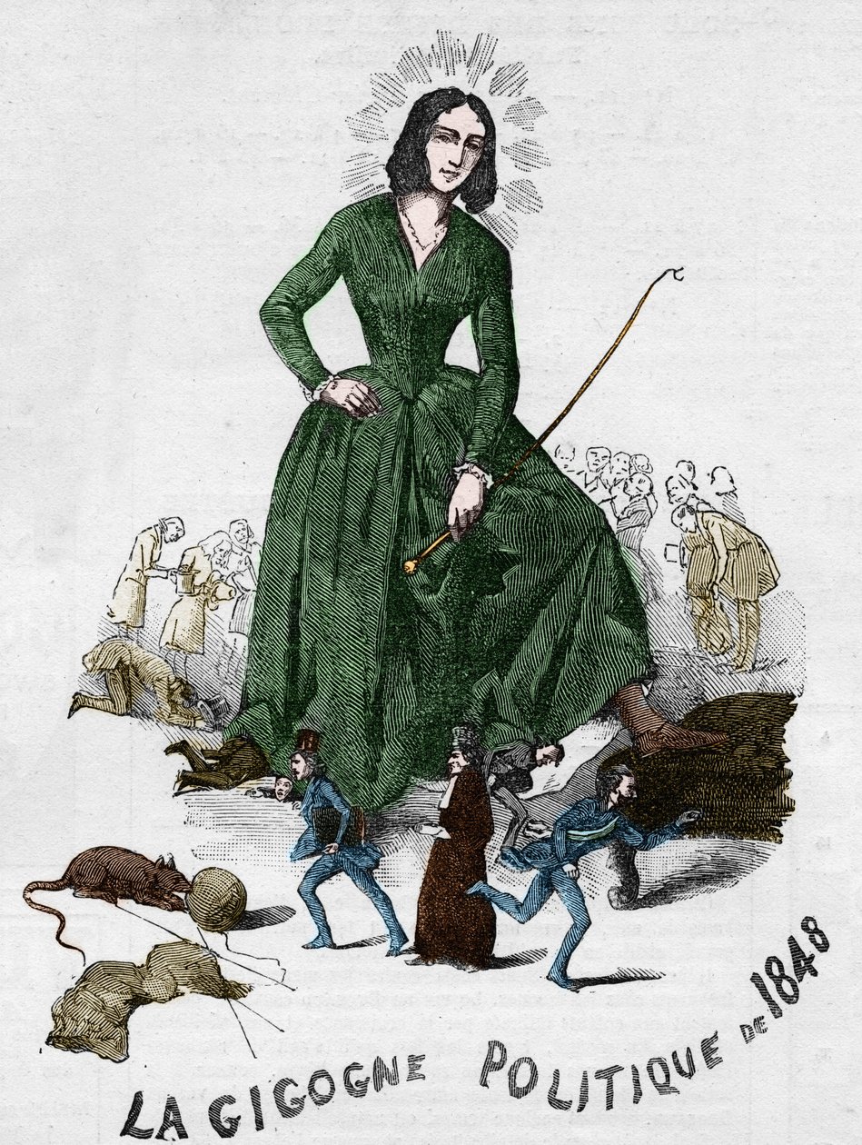 La Gigogne politique de 1848 (George Sand (Aurore Dupin, Baronne Dudevant) (1804-1876) escritor francês). Desenho animado feito em Bourges em 1848 a partir da coleção romântica de Adolphe Jullien. de French School