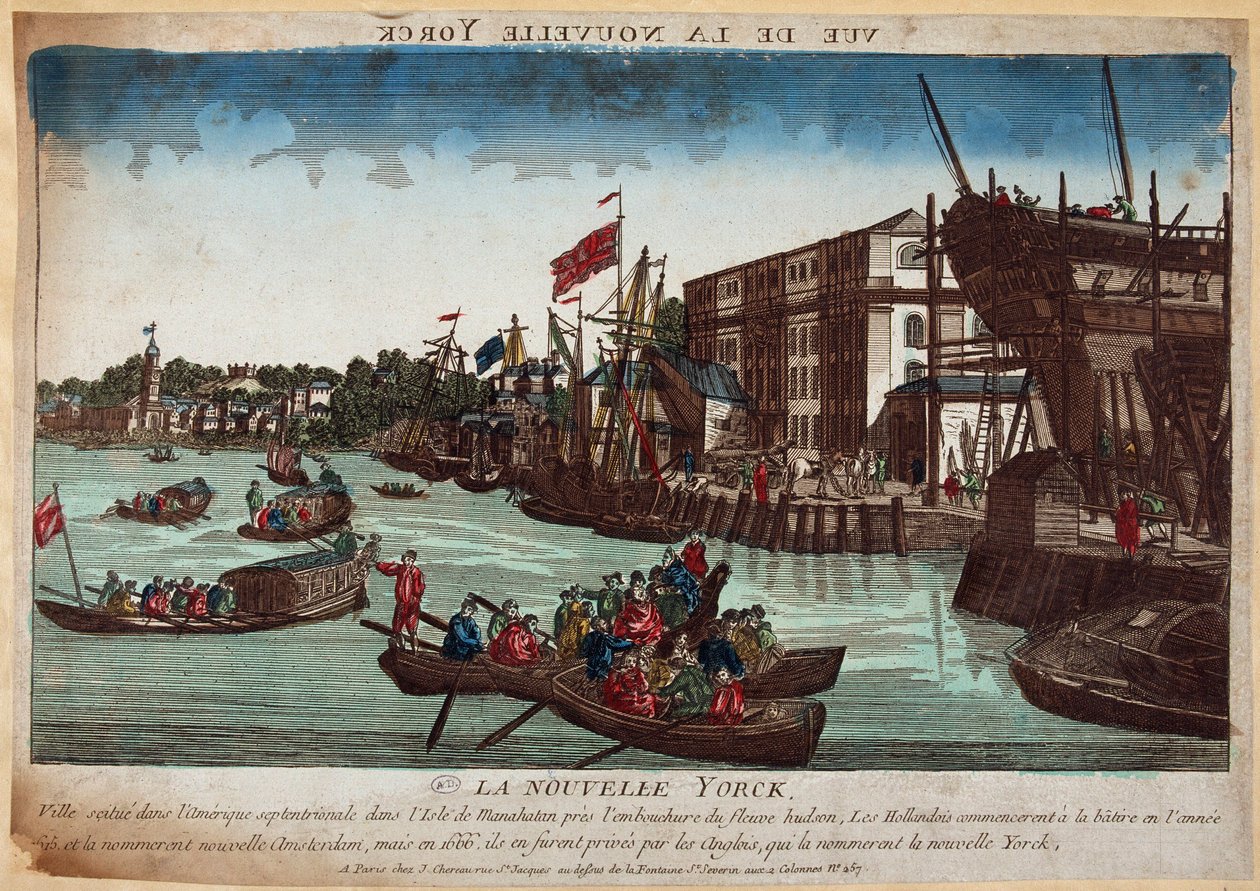 La Nouvelle York, gravura do século XVIII de French School